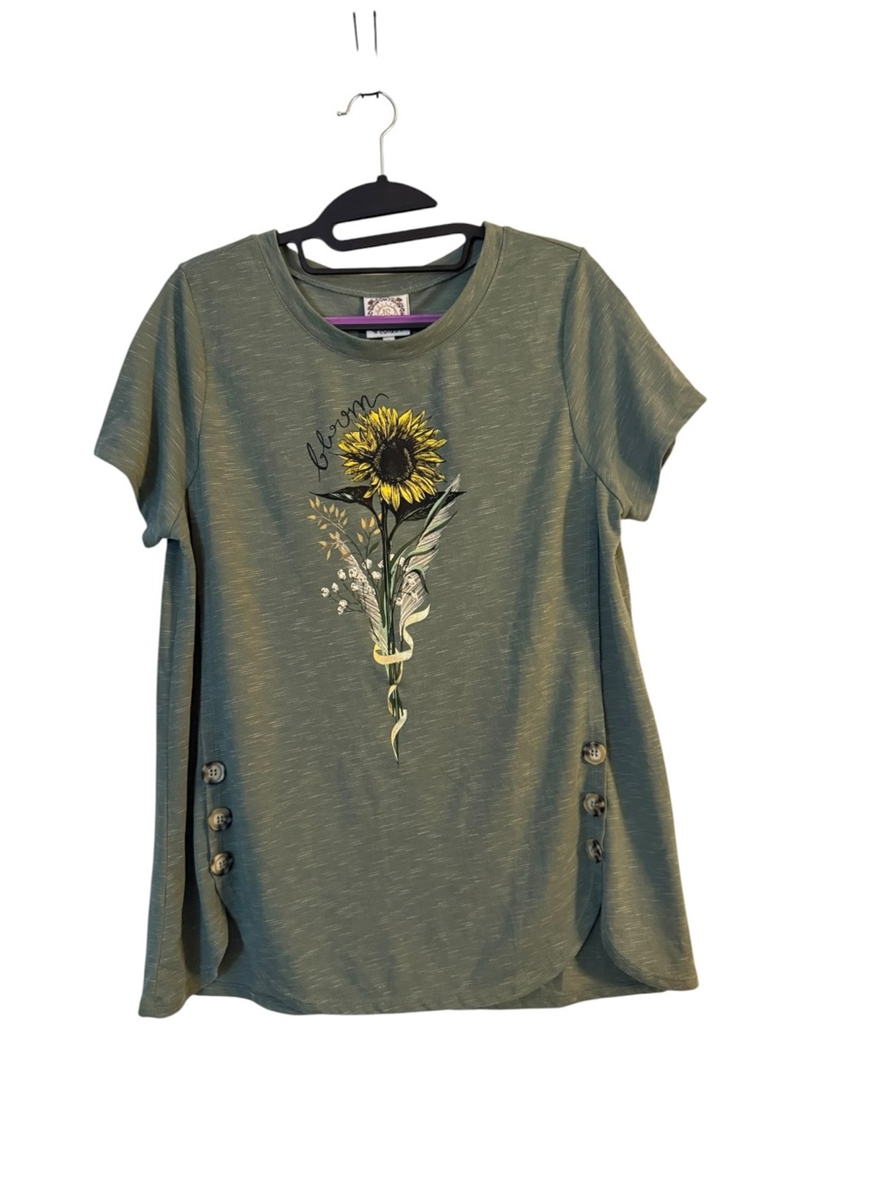 Truself Sunflower Graphic Short Sleeve Tee - Olive